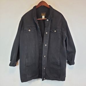 VTG 90's Grunge Mens Black Denim Jacket XL Action West